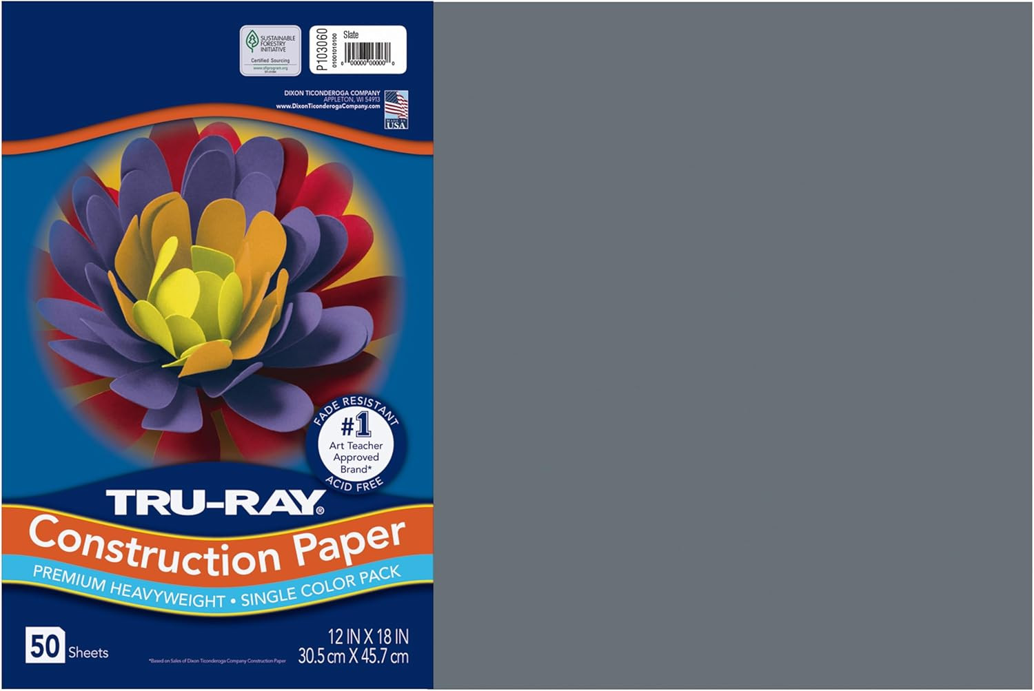 ® Construction Paper, 50% Recycled, 12" X 18", Slate, Pack of 50