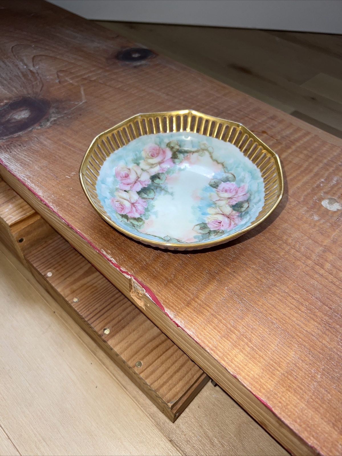 french limoges ORNATE GOLD TRIM, BOWL/DISH, marked, Bavaria, flowers
