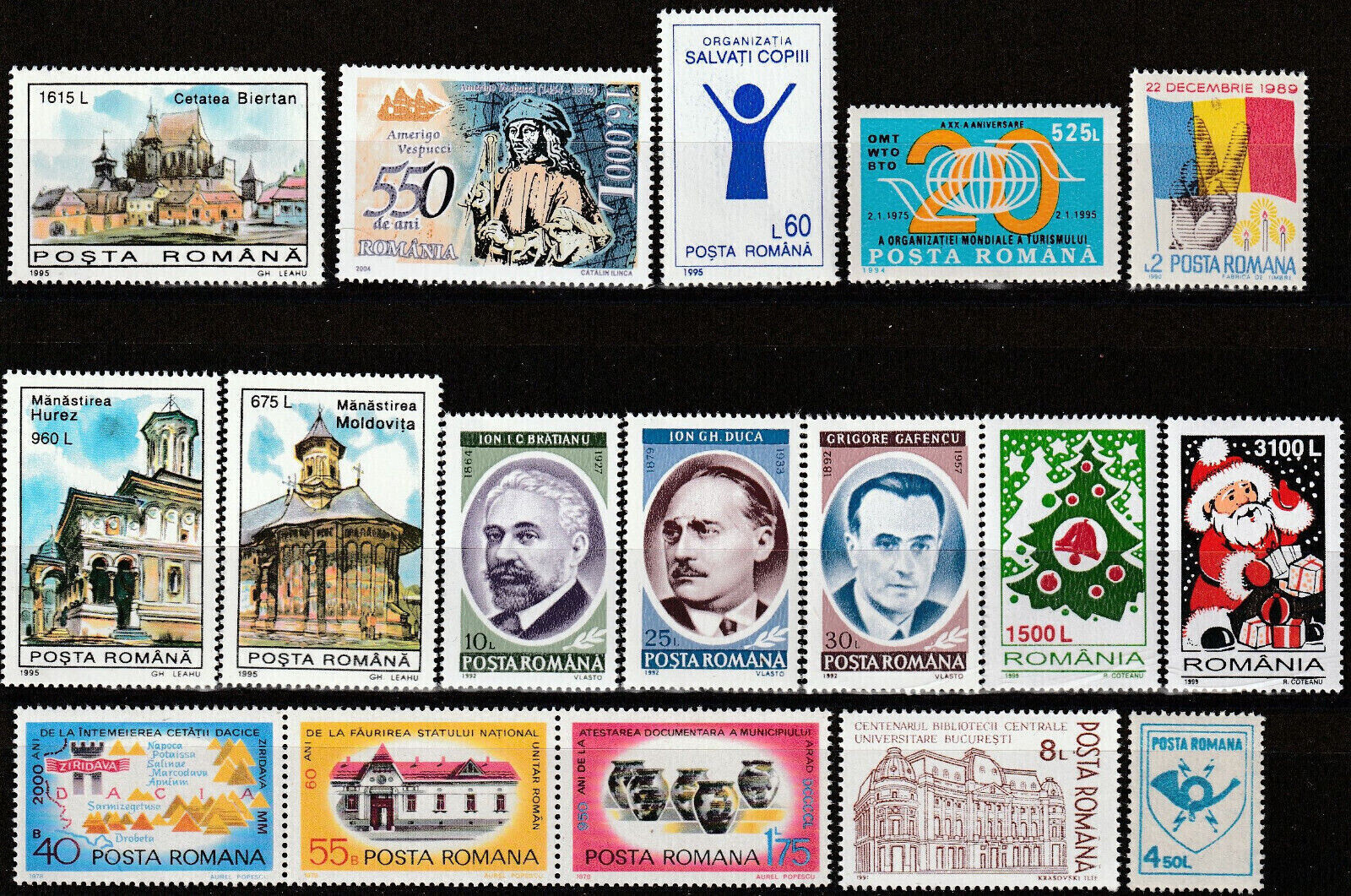 Romania MNH Small Fine Lot With Christmas Stamps And Triple Strip 15