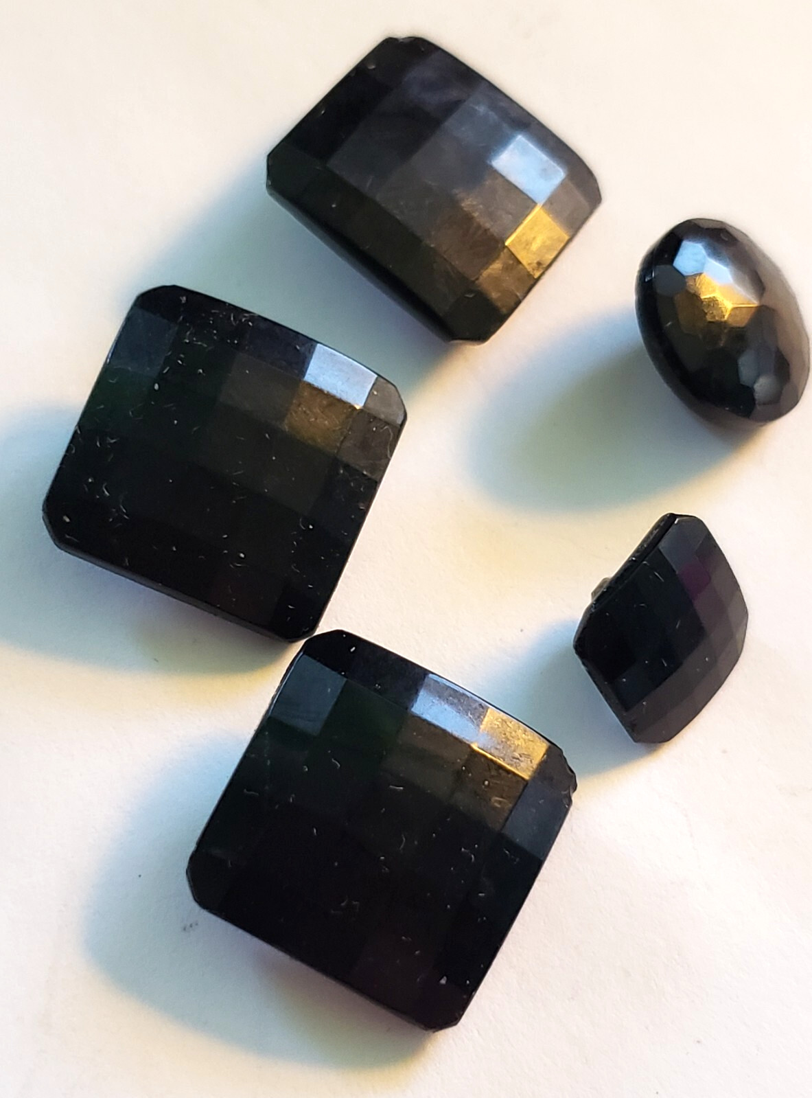 5 VTG VICTORIAN-STYLE BLACK CZECH GLASS BUTTON ASSORTMENT