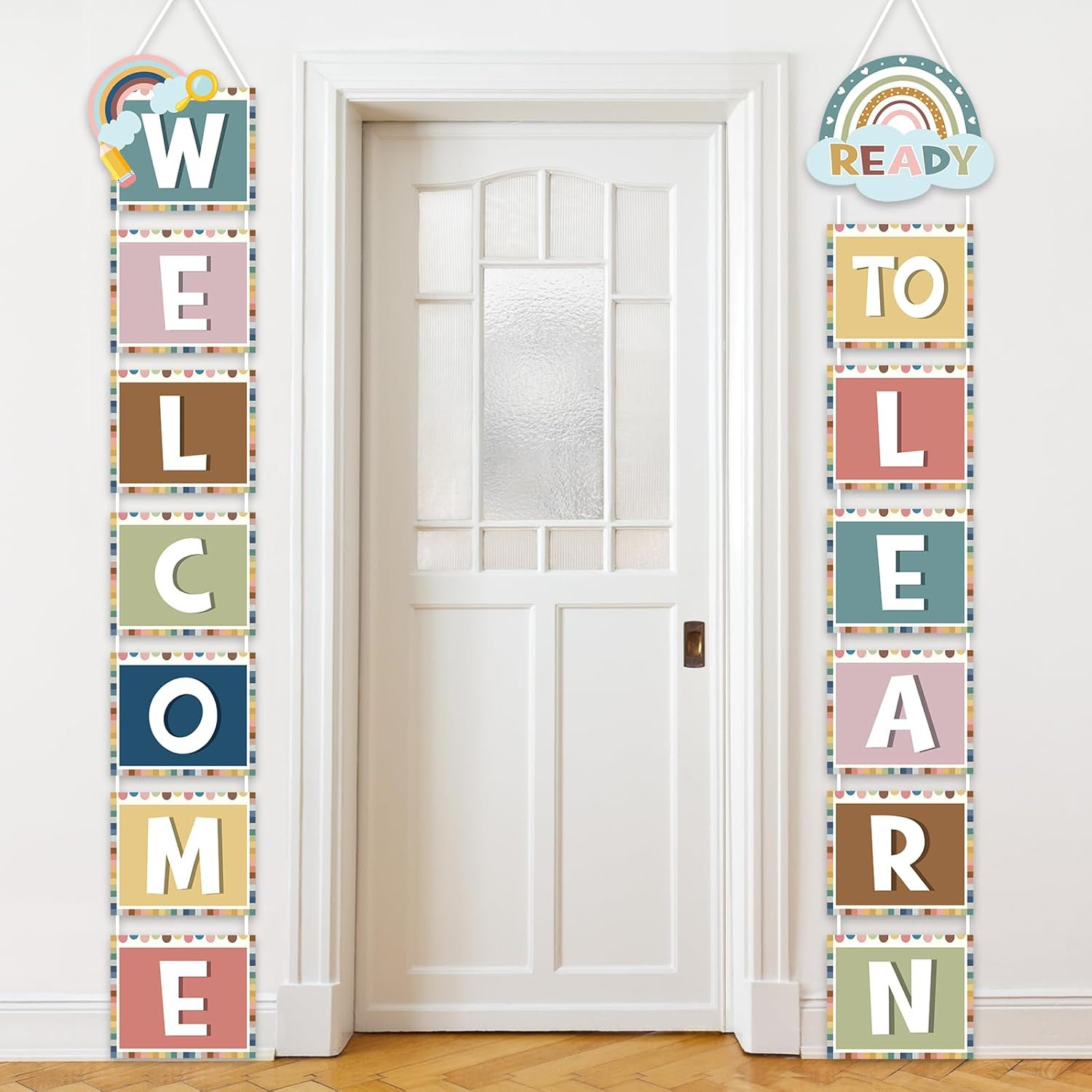 Boho Welcome Back to School Porch Banner Ready to Learn Hanging Door Banner Colo