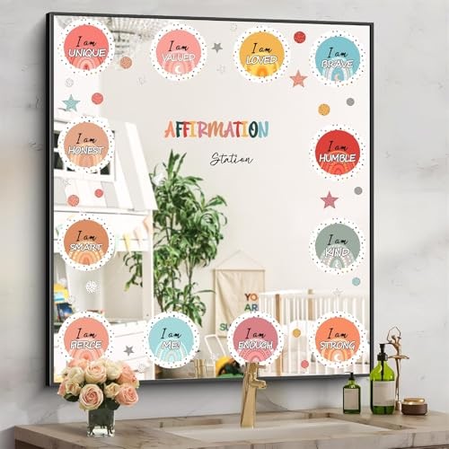 Colorful Inspirational Quote Mirror Decals Positive Affirmation Blue & Pink