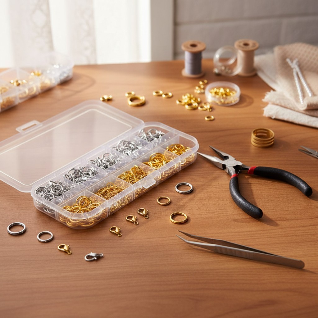 1200Pcs Jewelry Making Kit with Open Jump Rings & Lobster Clasps - Silver & Gold