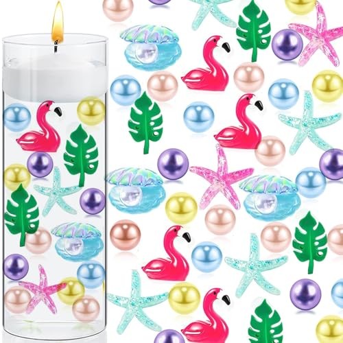 125Pcs Summer Vase Filler Set for Wedding,Dinning Starfish Swan Seaweed Theme