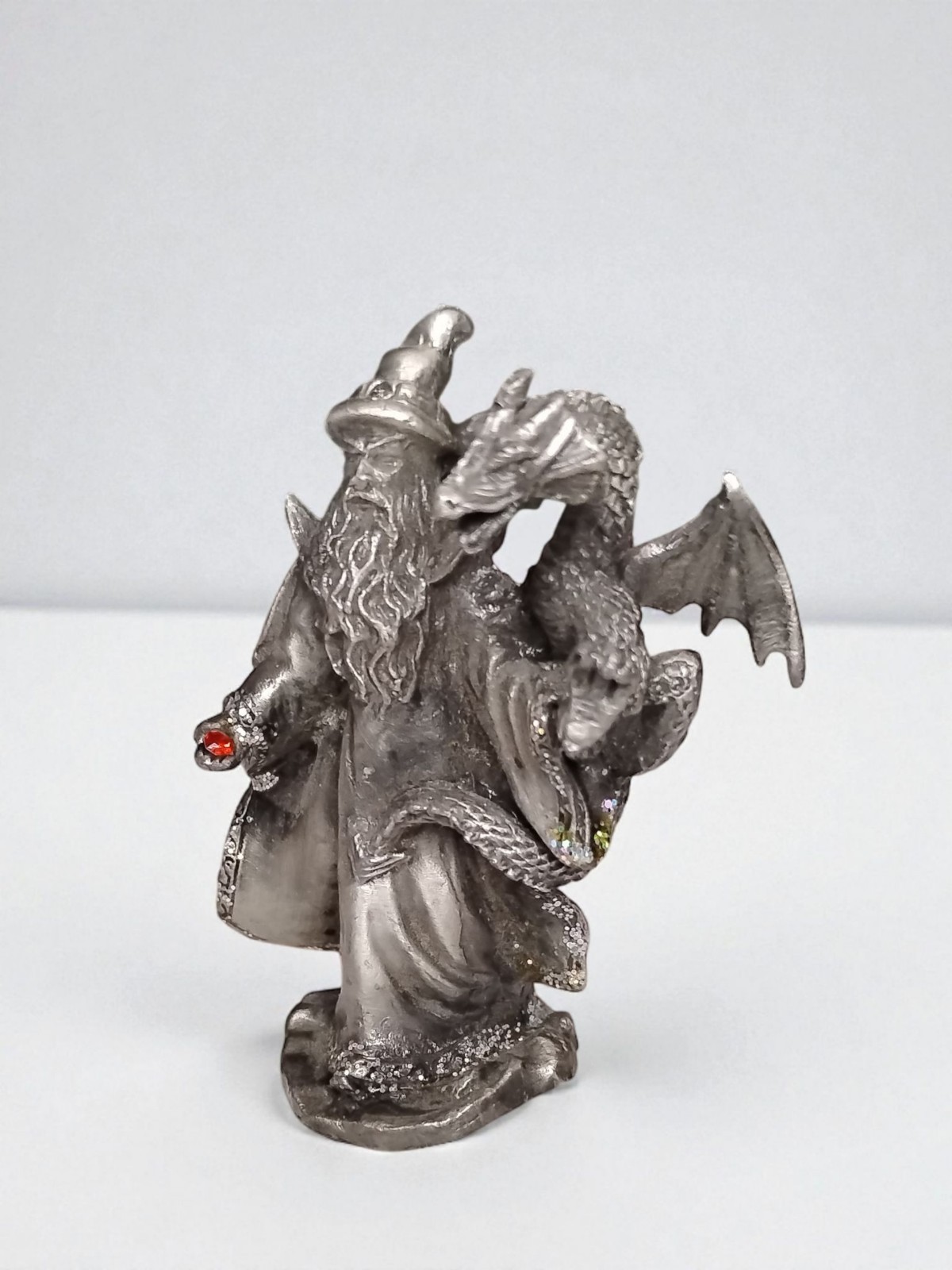 🔥Vintage wizard Pewter Dragon Statue 3"