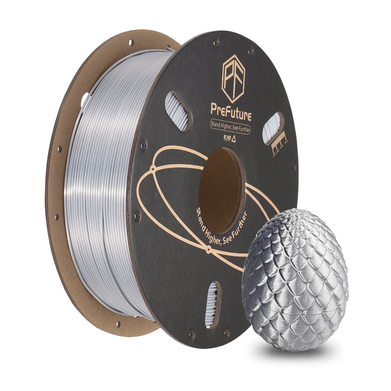 Silk PLA Filament 1.75mm 1KG/2.2LB High Shine 3D Printer Filament, Silver