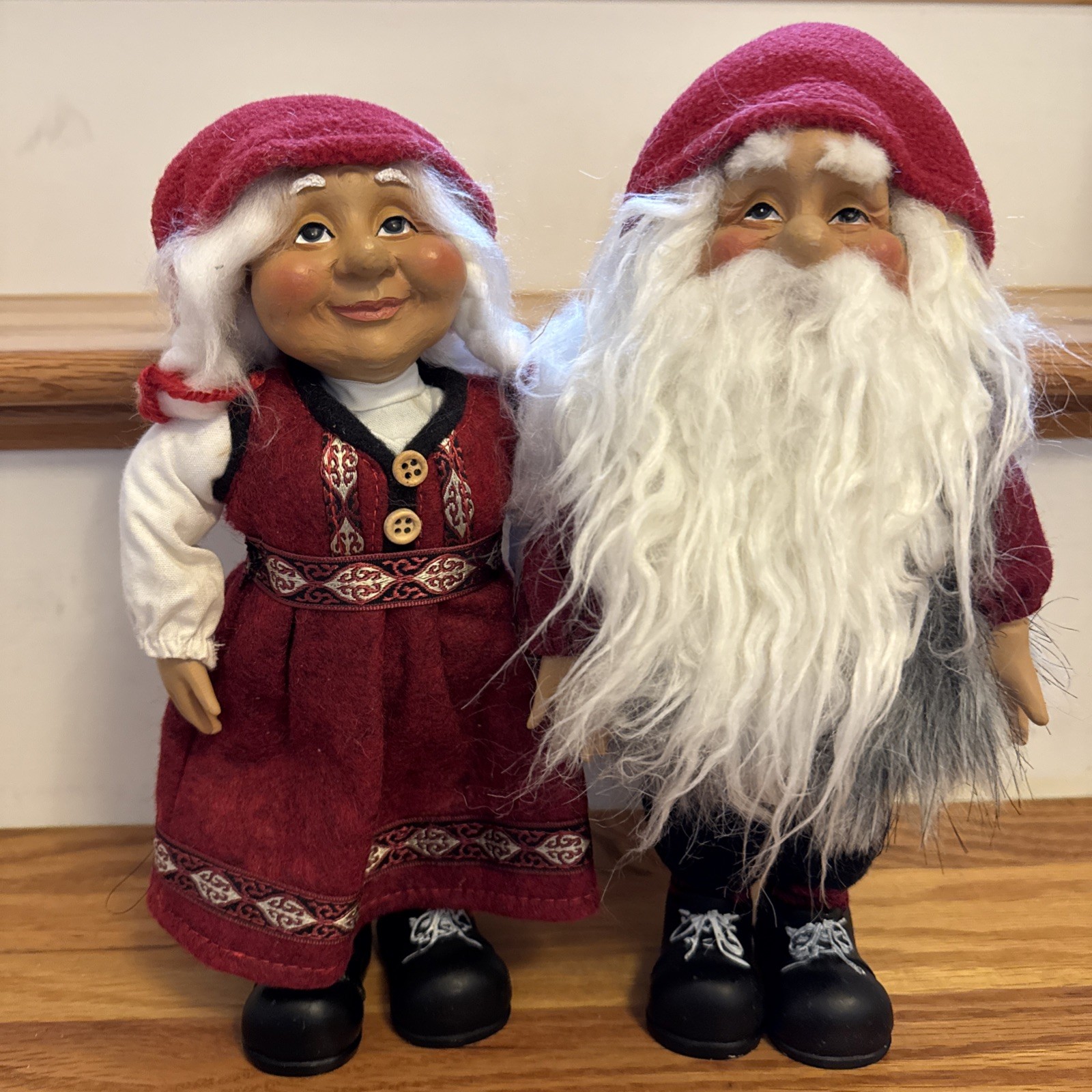 Vintage Norwegian 11" Gnome Troll Elf Christmas Doll Lot Set of 2 Scandinavian