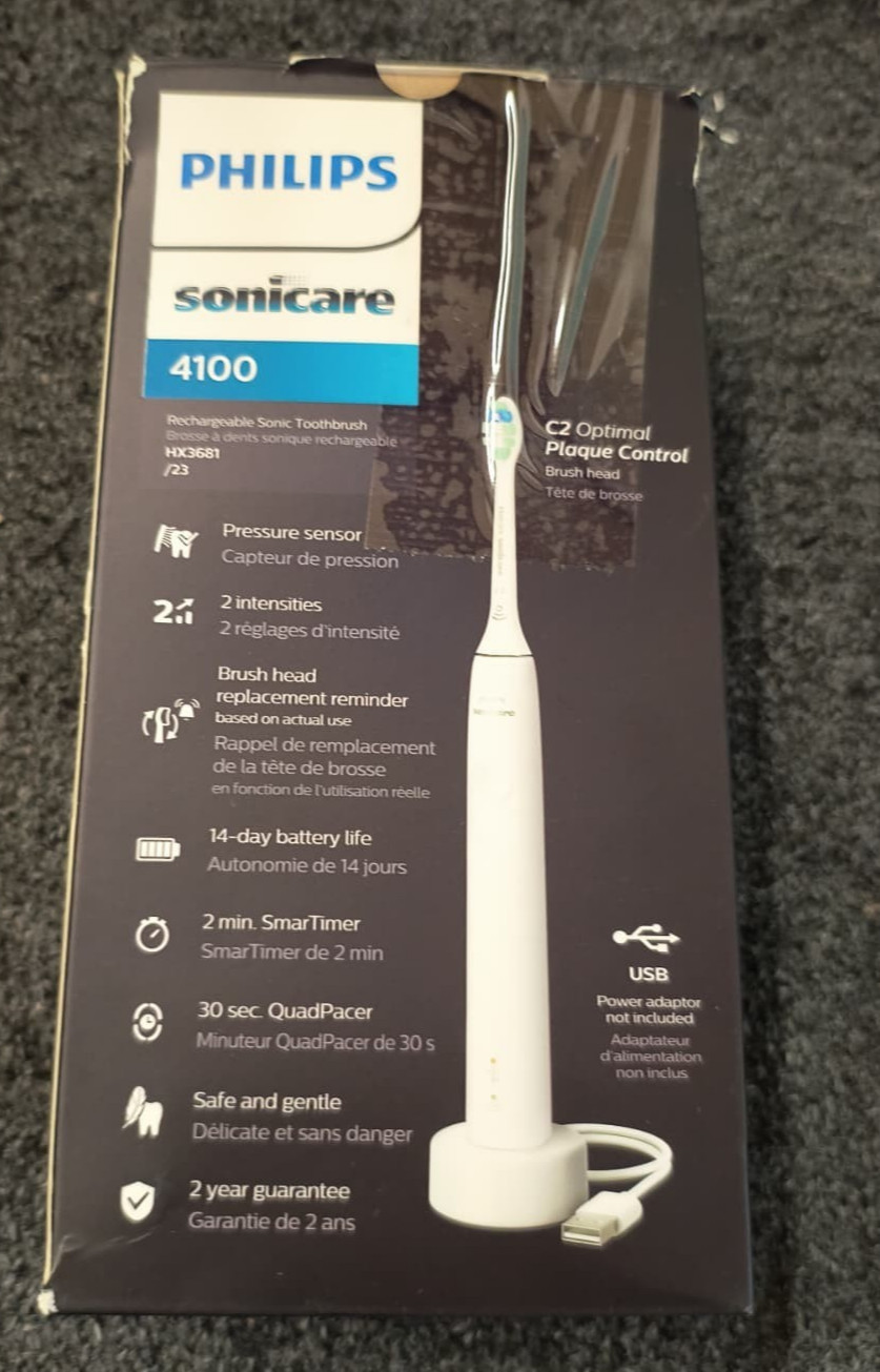 Philips Sonicare 4100 Electric Toothbrush - White (HX3681/23) - OBN , J2