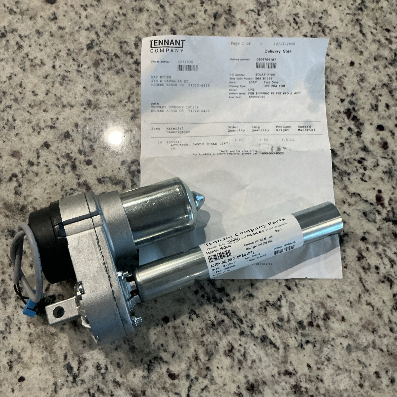 Tennant 1053340 ACTUATOR 36V DC Head Lift