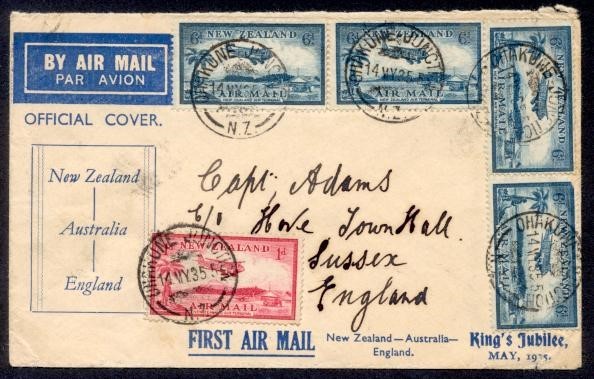 NEW ZEALAND #C6, C8(4) 1935 AIR TO UK