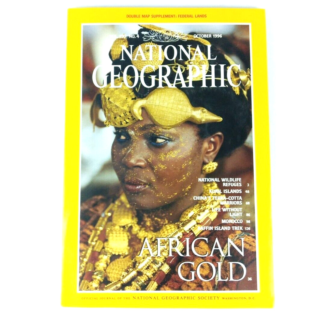National Geographic Magazine Vtg October 1996 African Gold China Morocco Baffin