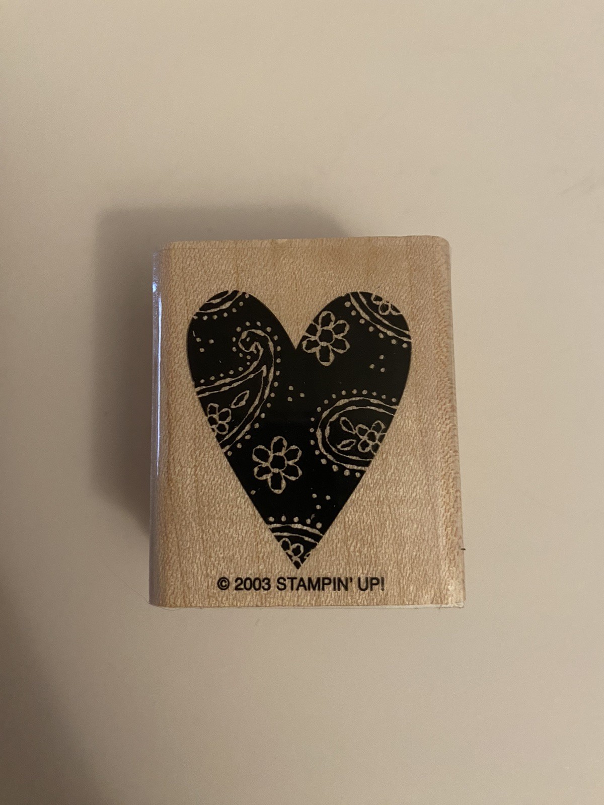 New Stampin Up! 2003 Floral Heart Wood Mounted Rubber Stamp RS31