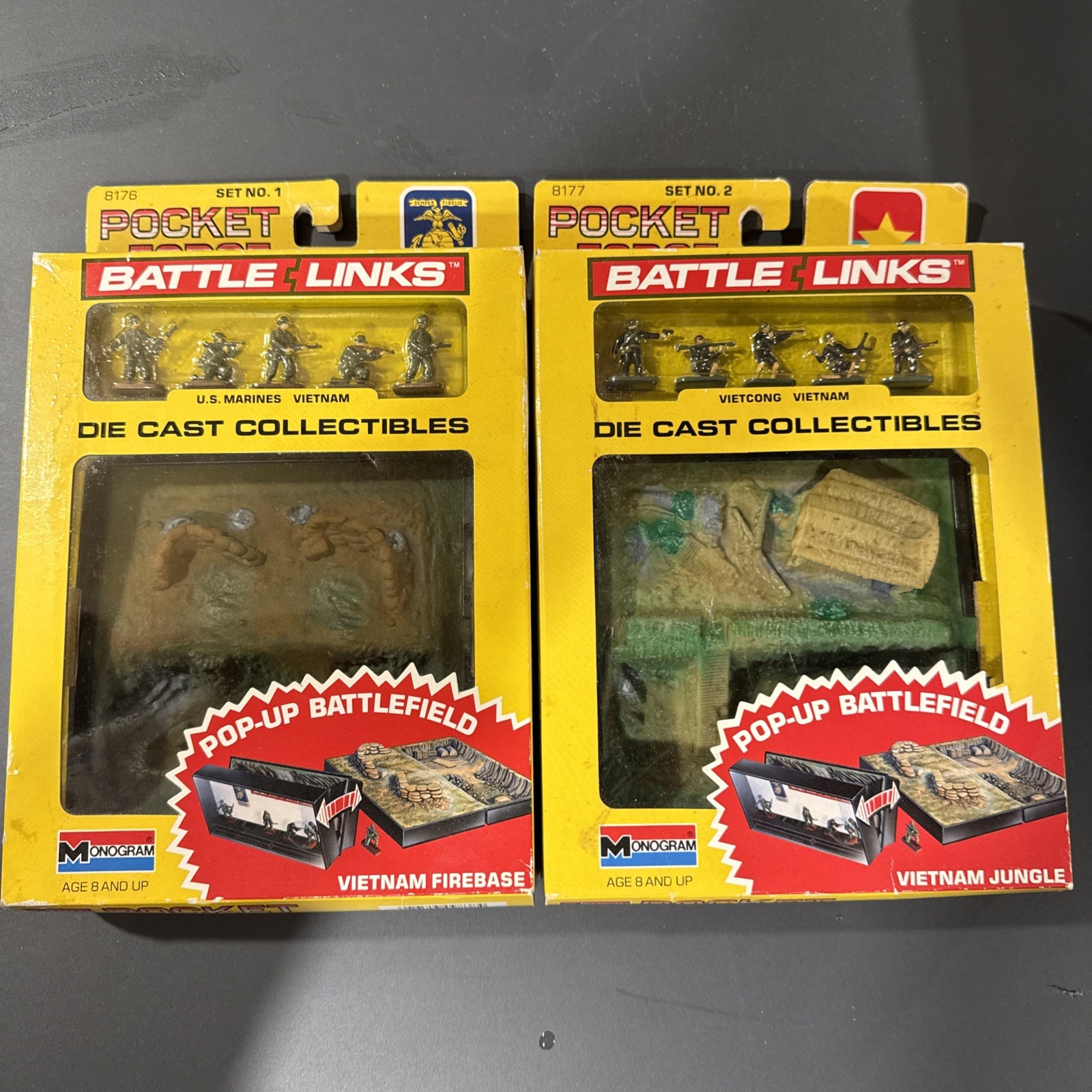 Lot Of 2 Monogram Diecast Pocket Force Battle Links Sets #1-2 NIB Army Men Model