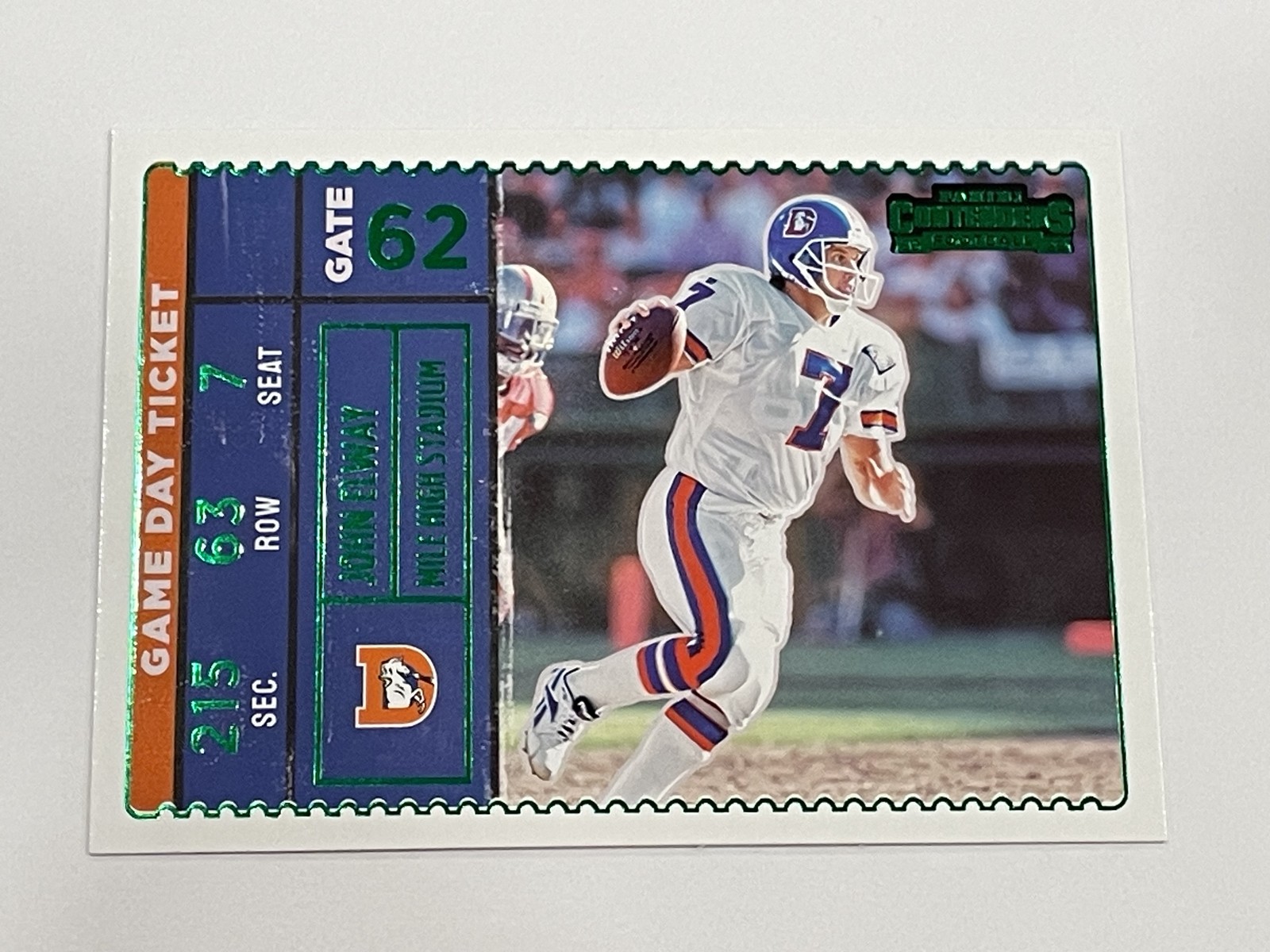 2022 Contenders Football Game Day Ticket Emerald - John Elway - Denver Broncos