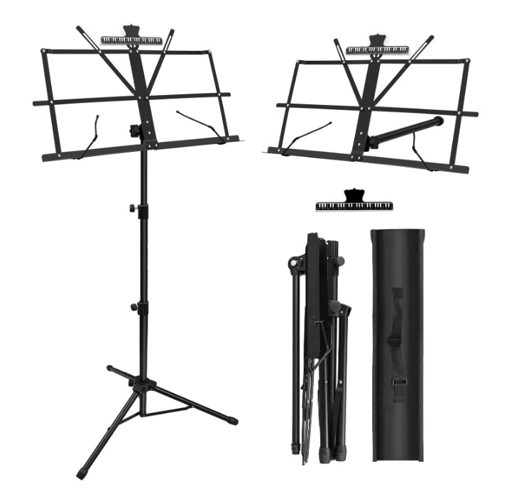 1 Pack Music Stand 2 in 1 Dual-Use Folding Sheet Music Stand Lightweigh...