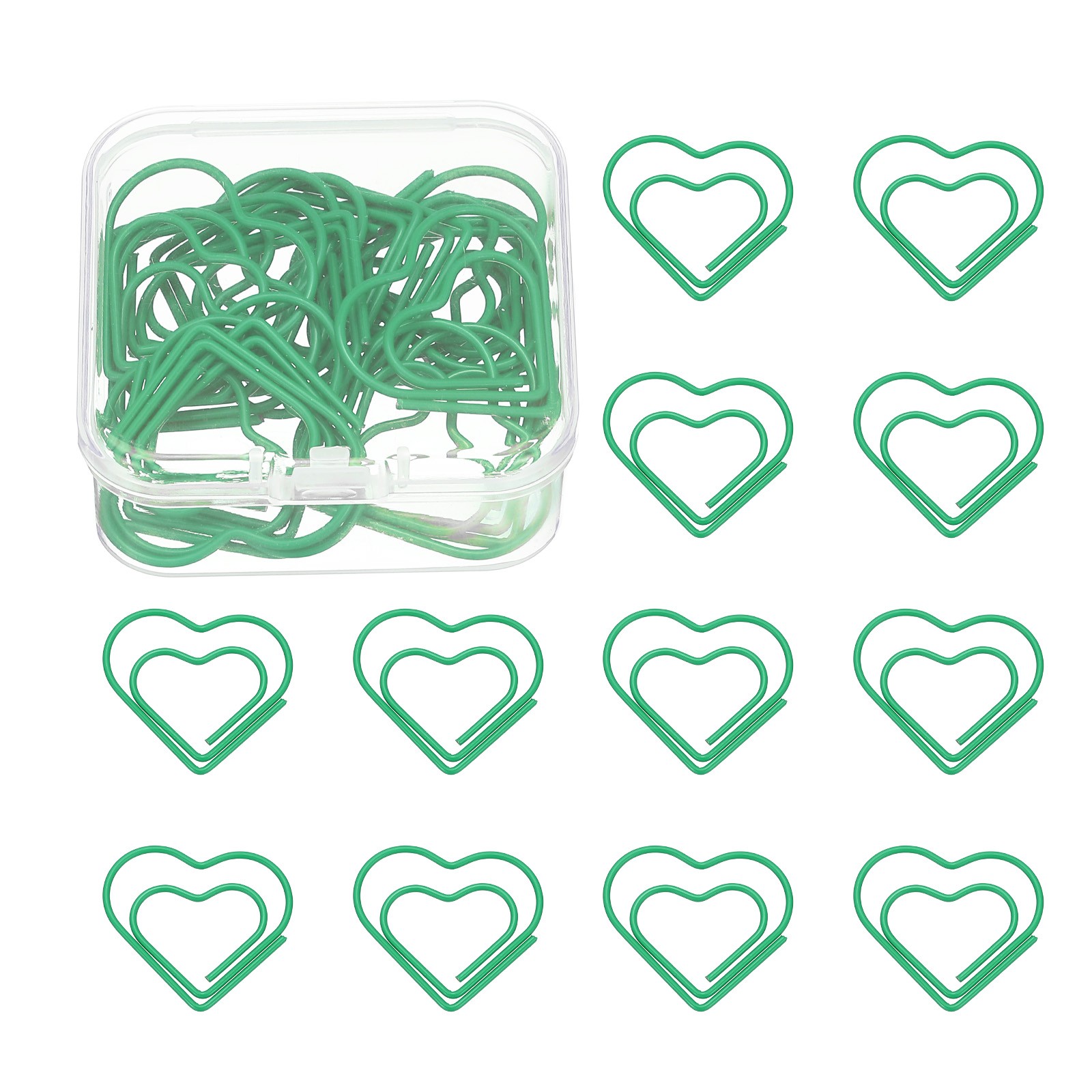 20pcs Green Plastic Metal Heart Clip
