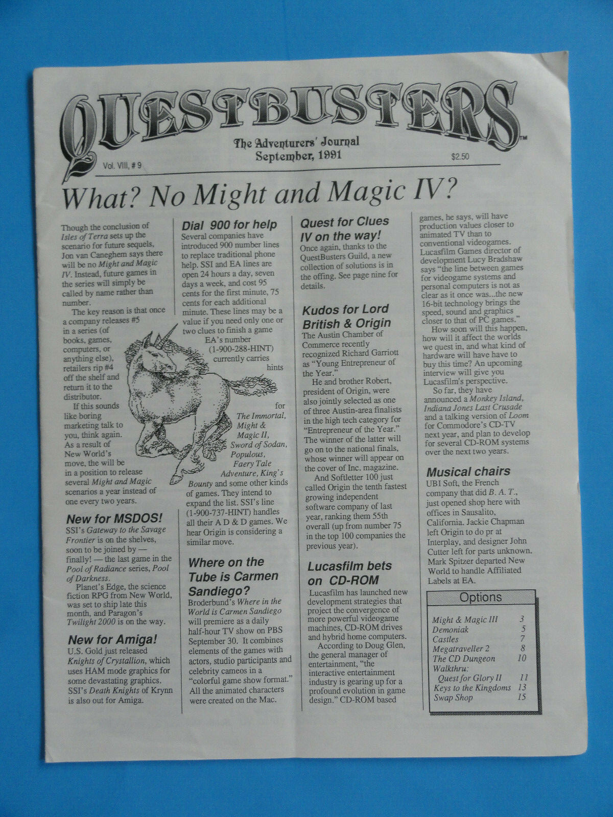 QUESTBUSTERS SEP. 1991 VOL. VIII #9 MIGHT & MAGIC, CASTLES, DEMONIAK, AMIGA