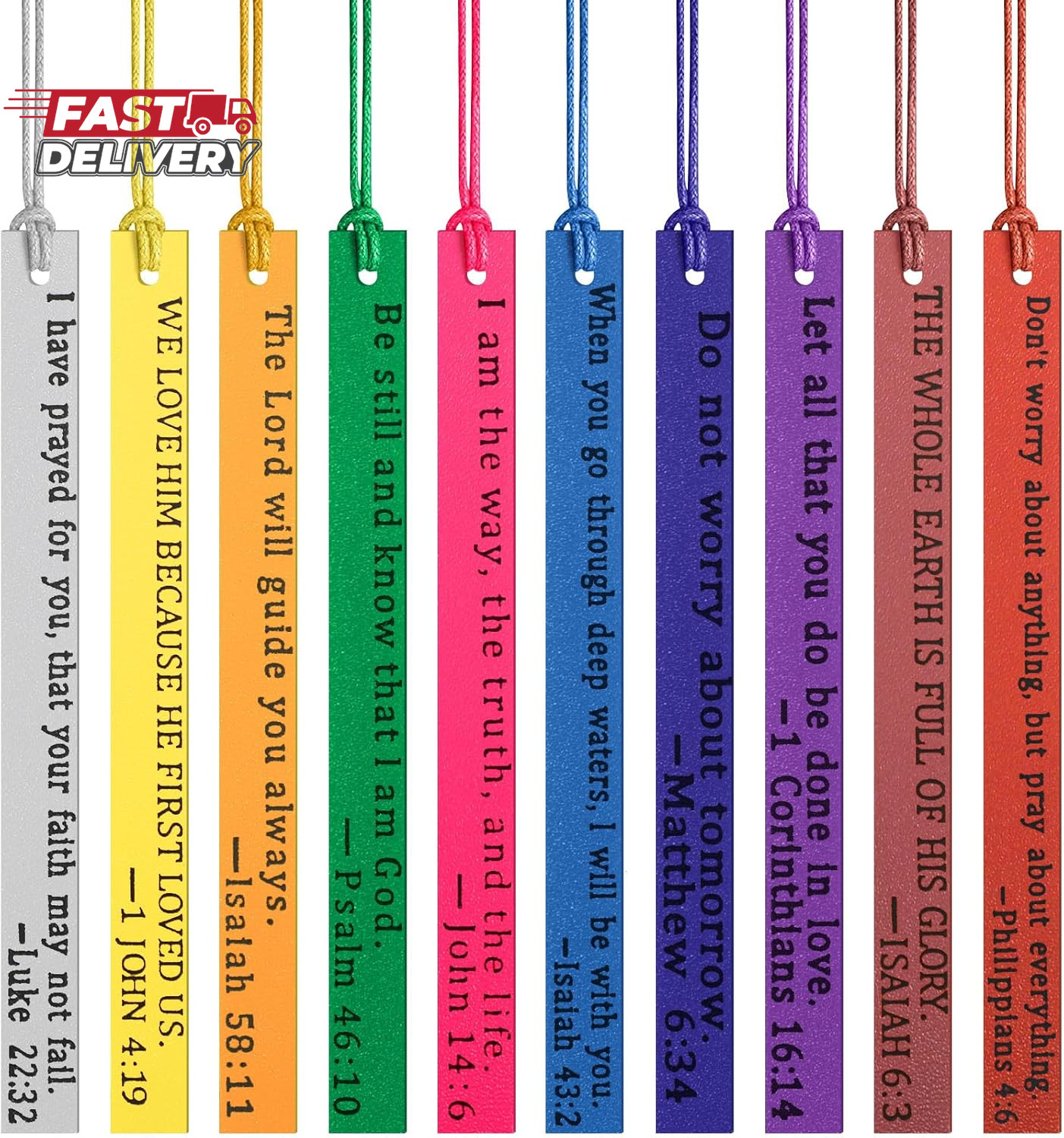 Laumoi 10 Pieces Christian Leather Bookmark for Women Men Leather Handmade Bible