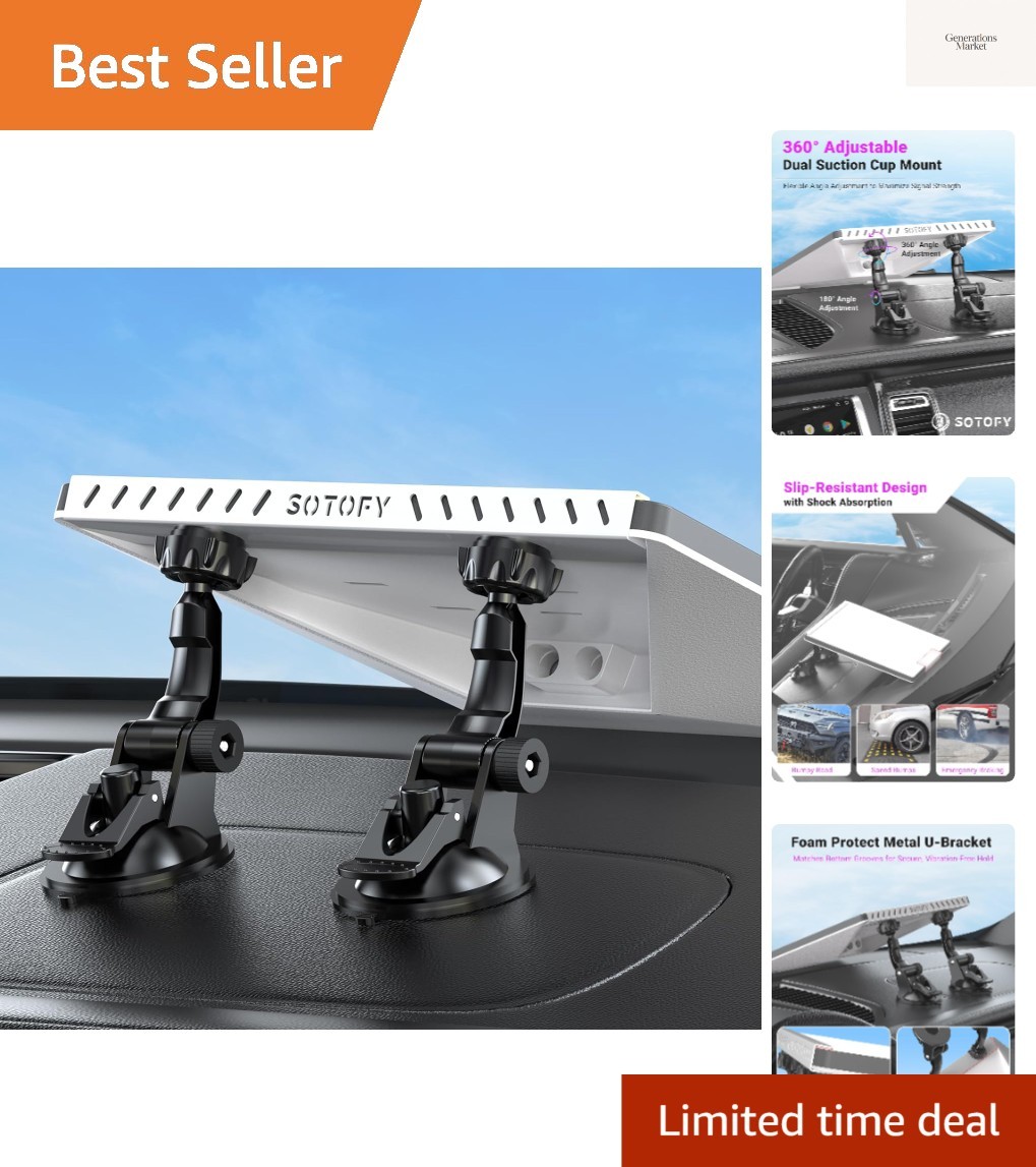 Starlink Mini Dash Mount, 360° Adjustable Dual Base Suction Cup with U-Shaped...