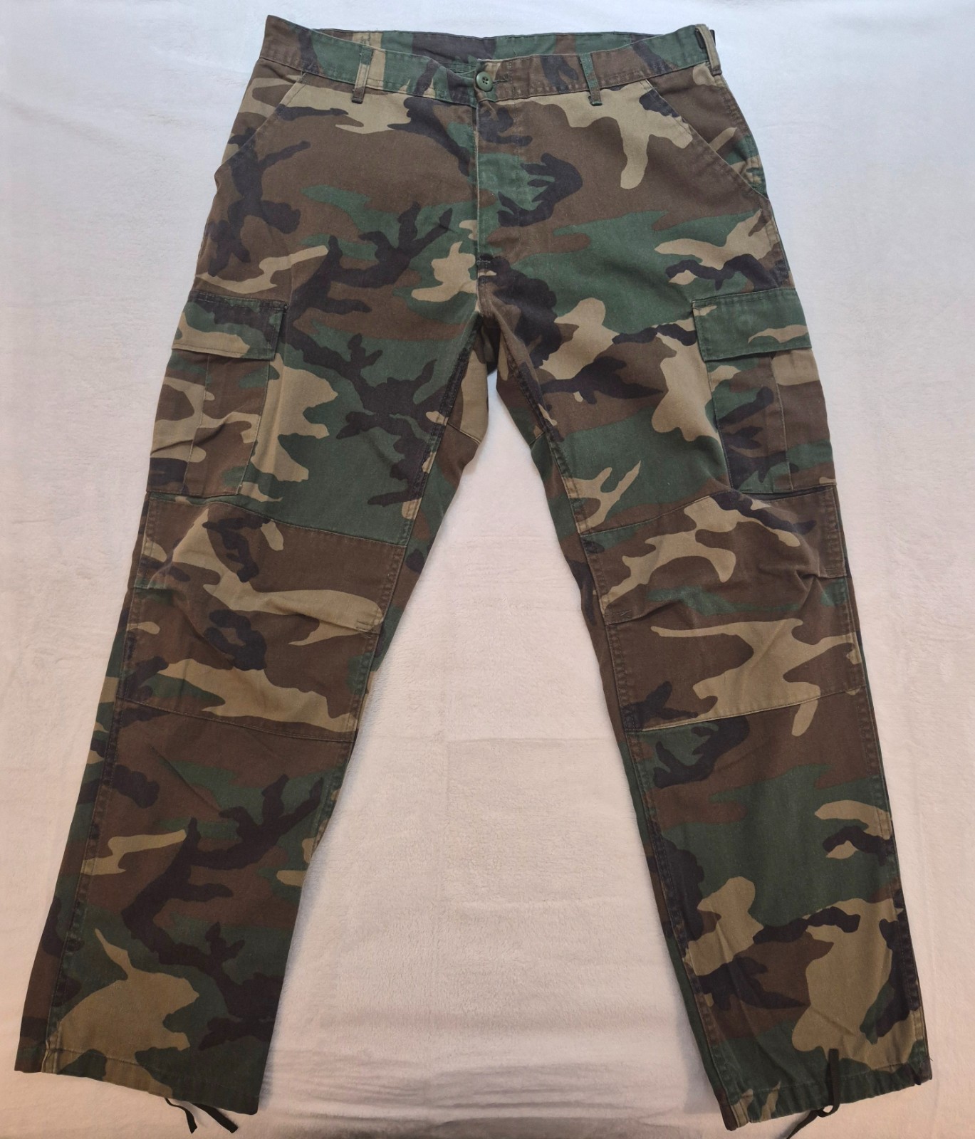 Rothco BDU Woodland Camo Cargo Pants Mens Large Regular Button Fly Army Tactical