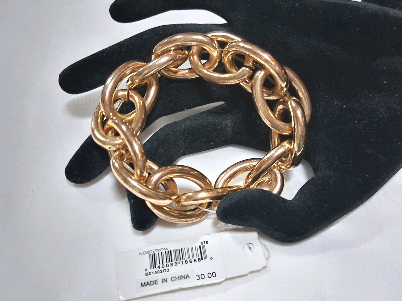 Chunky Goldtone Chain Link Bracelet Stretch Statement  NWT Jewelry Fashion 