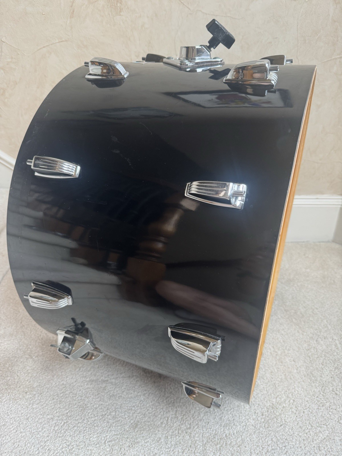 Vintage 70s Ludwig 22” x 14” Black Cortex Bass Drum Shell w Lugs