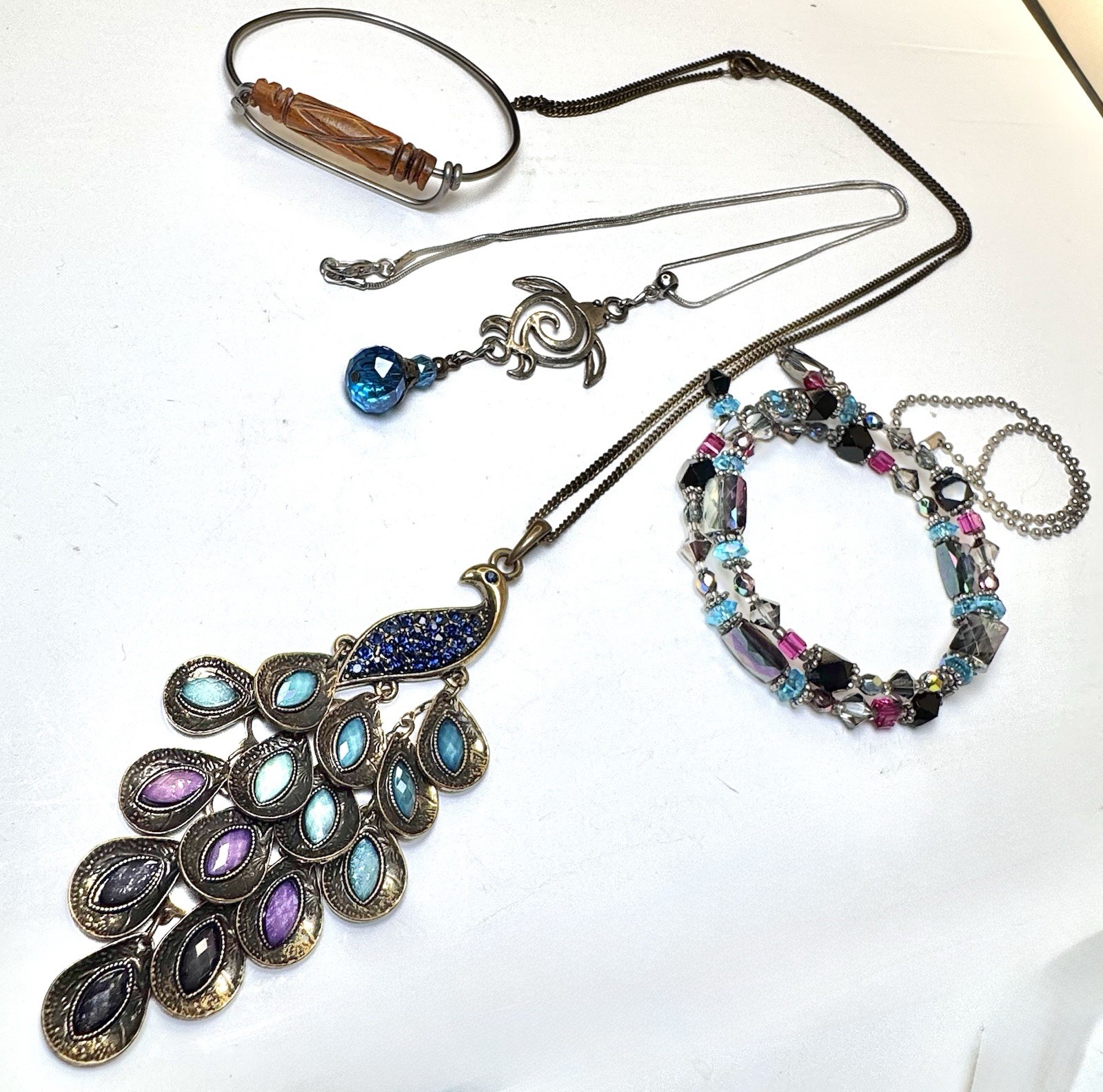Jewelry Lot Necklaces Bracelets Peacock Sea Turtle Bundle