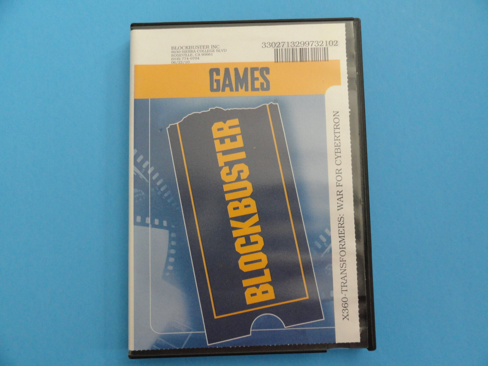 XBOX 360 TRANSFORMERS: WAR FOR CYBERTRON BLOCKBUSTER VIDEO RENTAL CASE