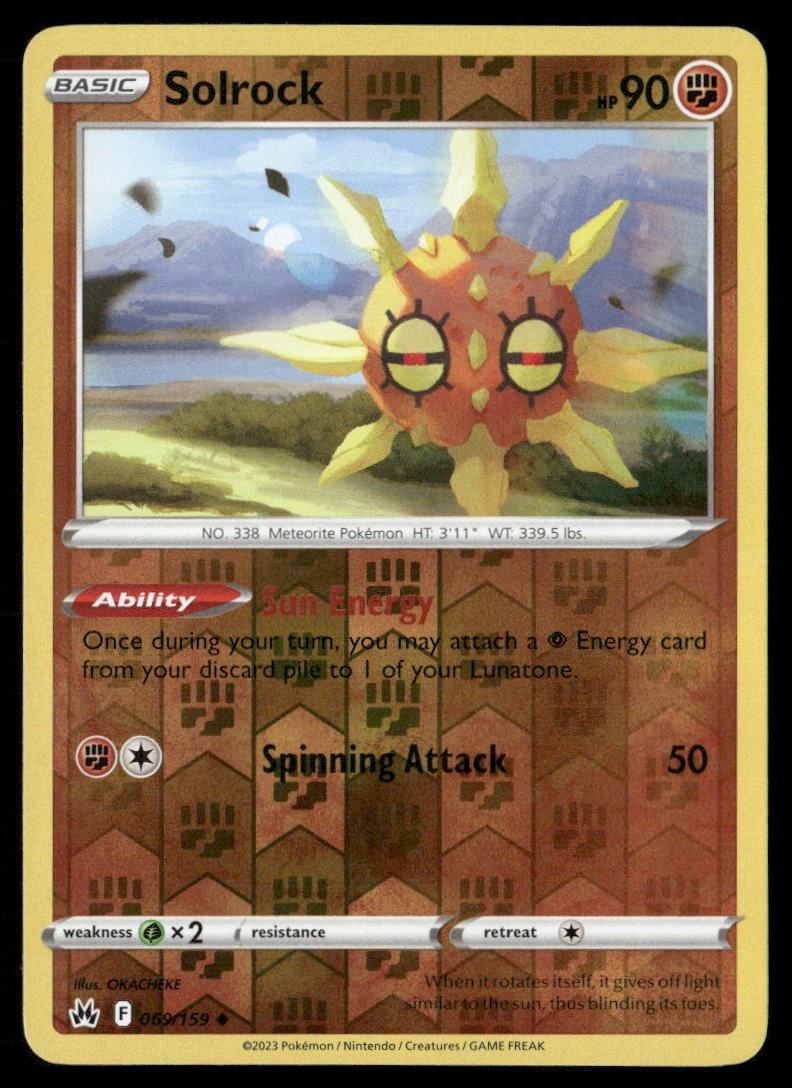 Solrock Reverse Holofoil Uncommon Crown Zenith 069/159 NM