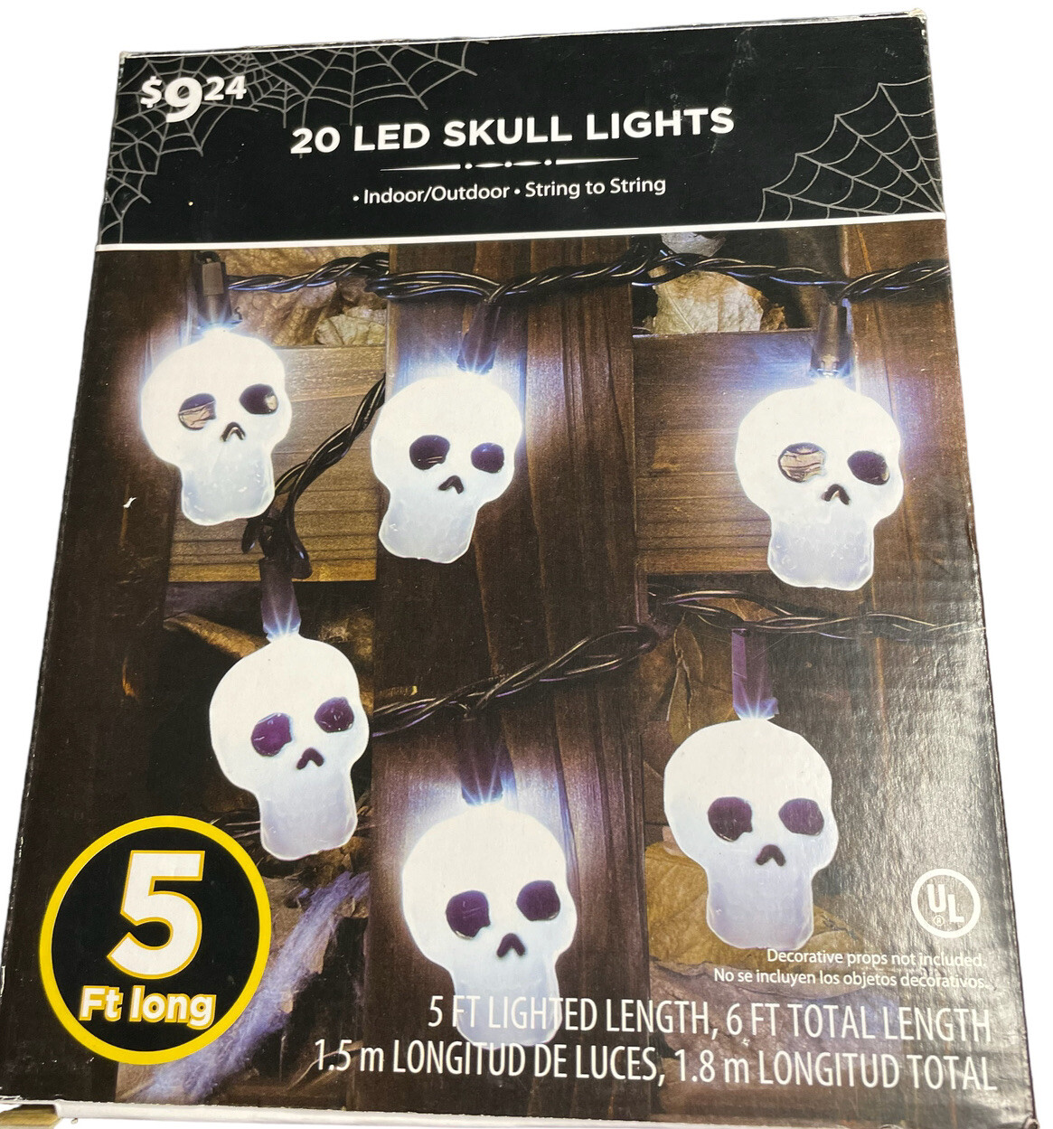 Halloween Skull String Lights, 5 Ft  Indoor Outdoor Electric 20 LED