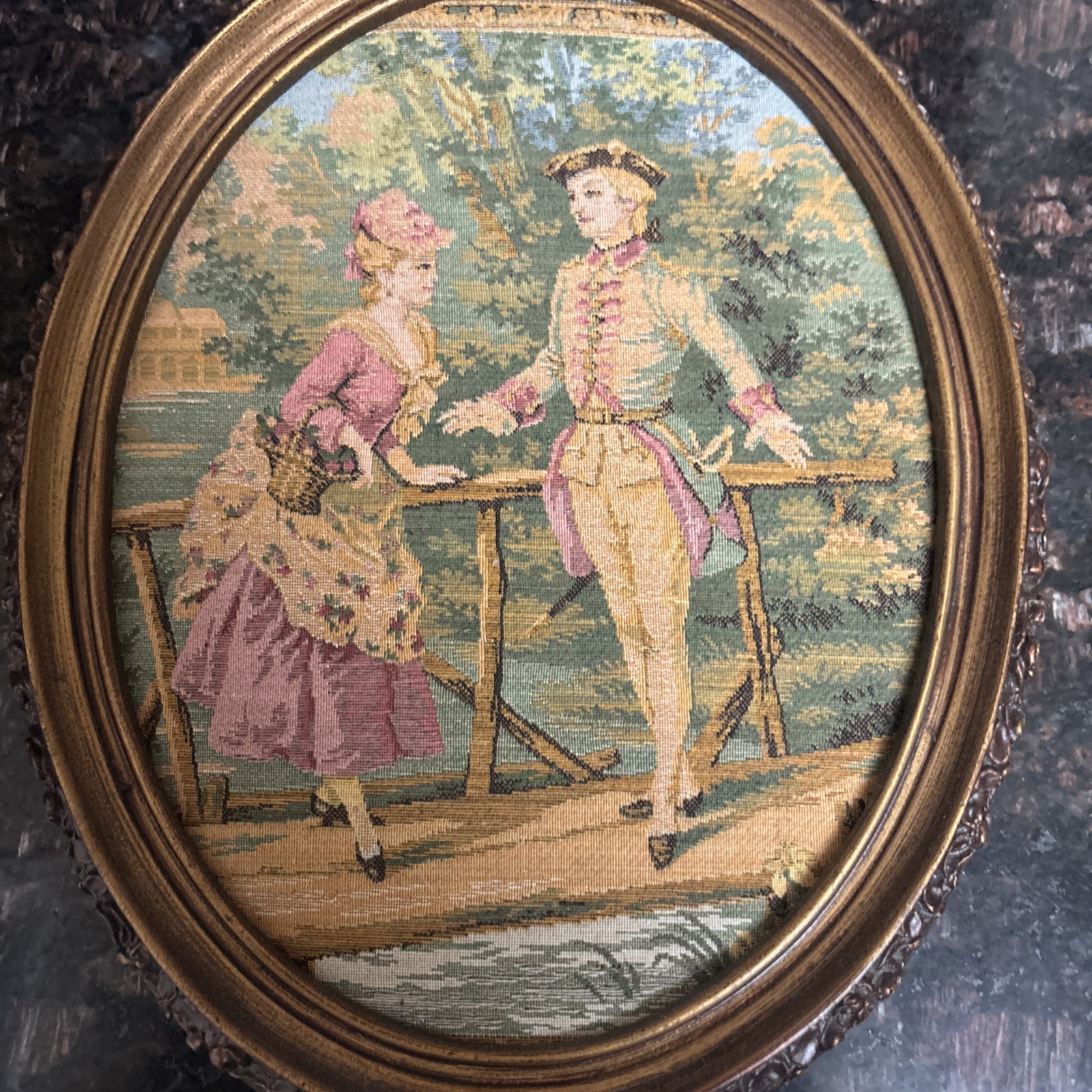 Antique Tapestry Victorian 12”/9 1/2”