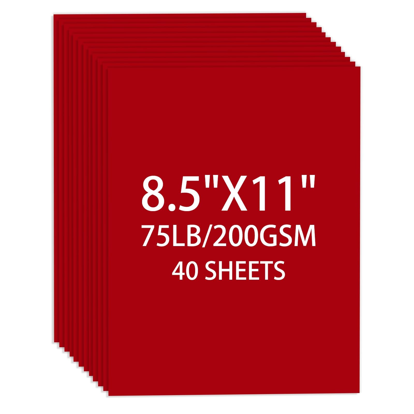 Cardstock 8.5 X 11, 40 Sheets Christmas Red Card Stock, 75lb/ 200gsm Copy Pap...