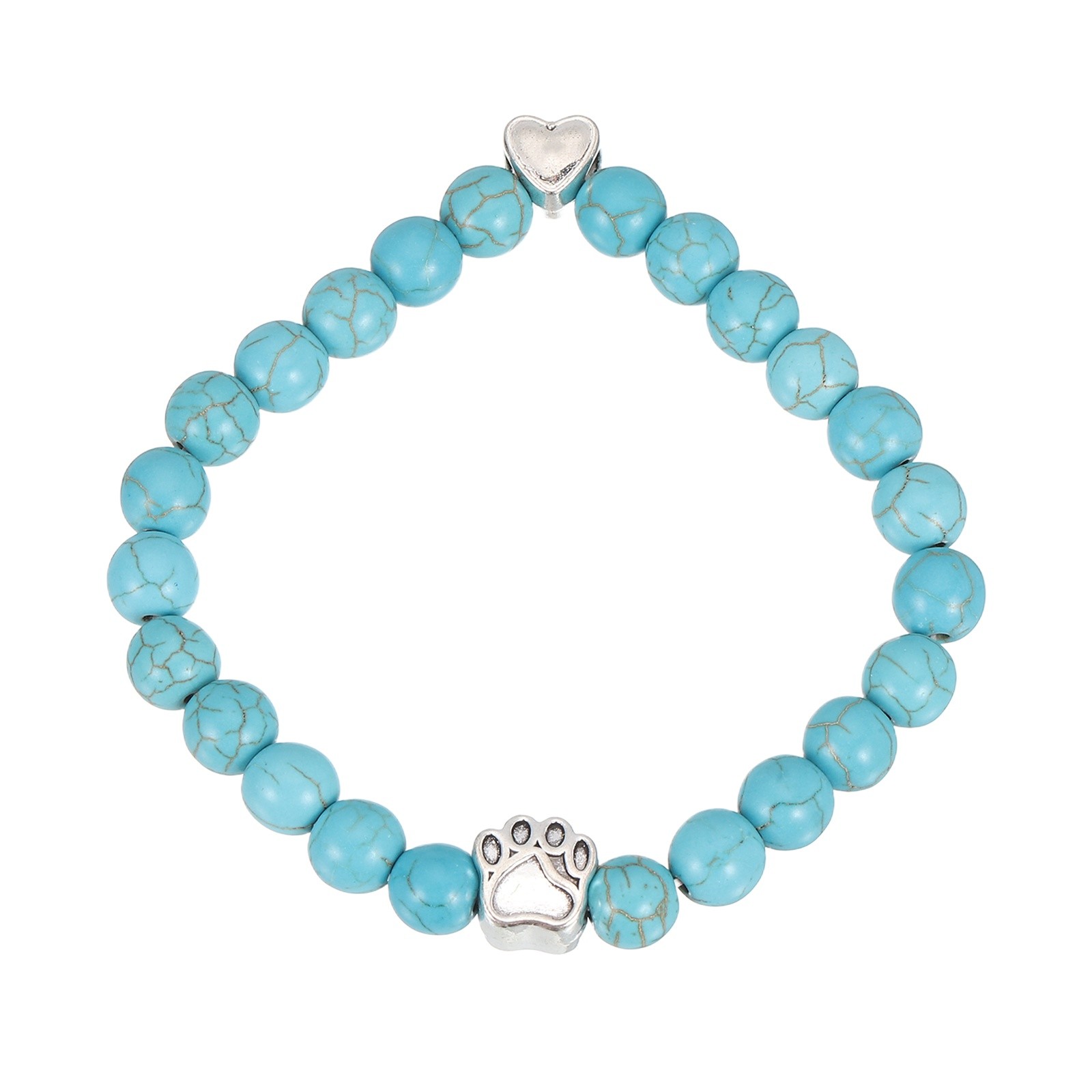 Stone Paw Bracelet,Heart Paw Print Dog Mom Memorial Bracelet,Blue