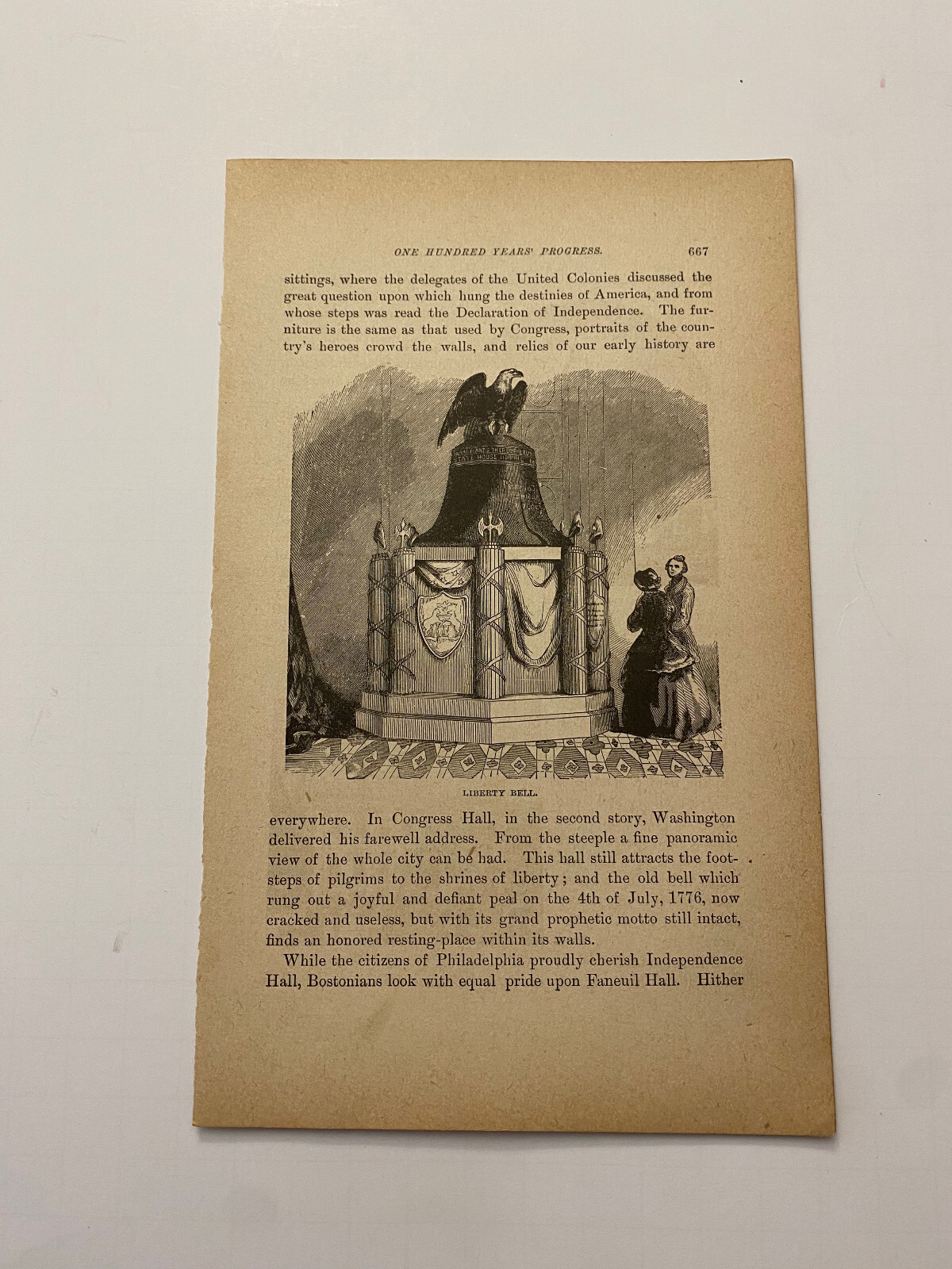 Liberty Bell Independence Hall Philadelphia Pennsylvania c. 1892 Engraving