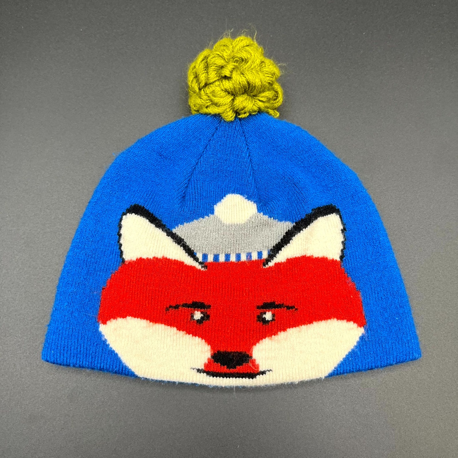 Fox Hat Columbia Girls Youth Blue Beanie Cap Pom Knitted Winter Casual Warm