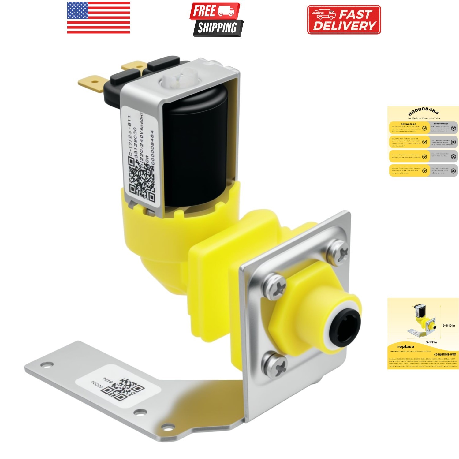 IH9122 Ice Machine Water Inlet Valve Assembly OEM 220V/240V 50Hz/60Hz 6W for ...