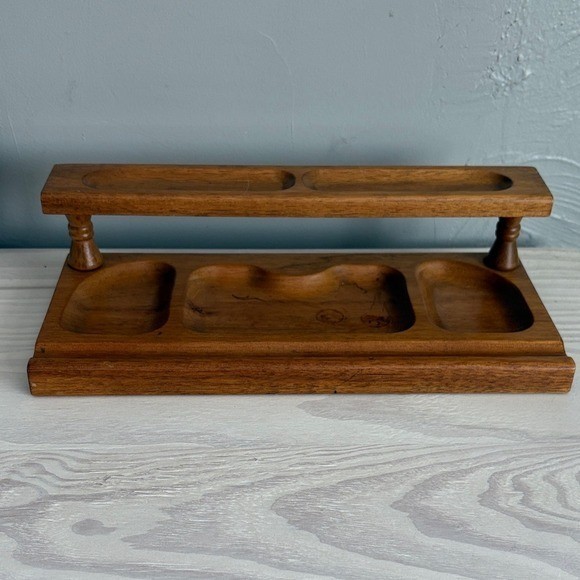 VTG Walnut Wood Valet/Desk/Display Stand