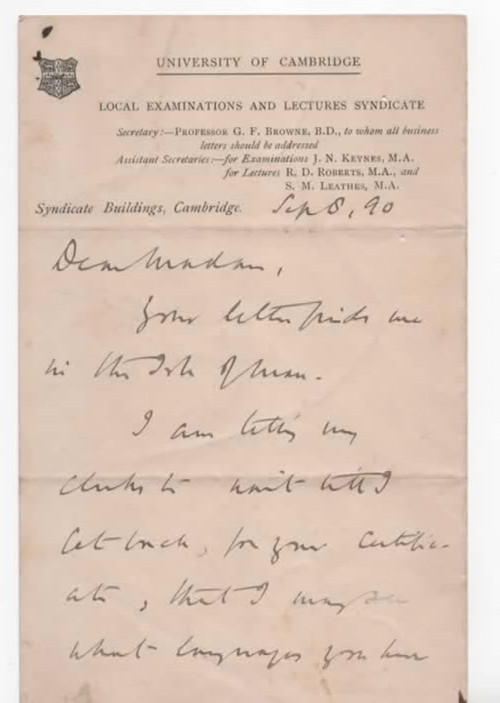 George Forrest Browne 1890  ALS   University of Cambridge letterhead