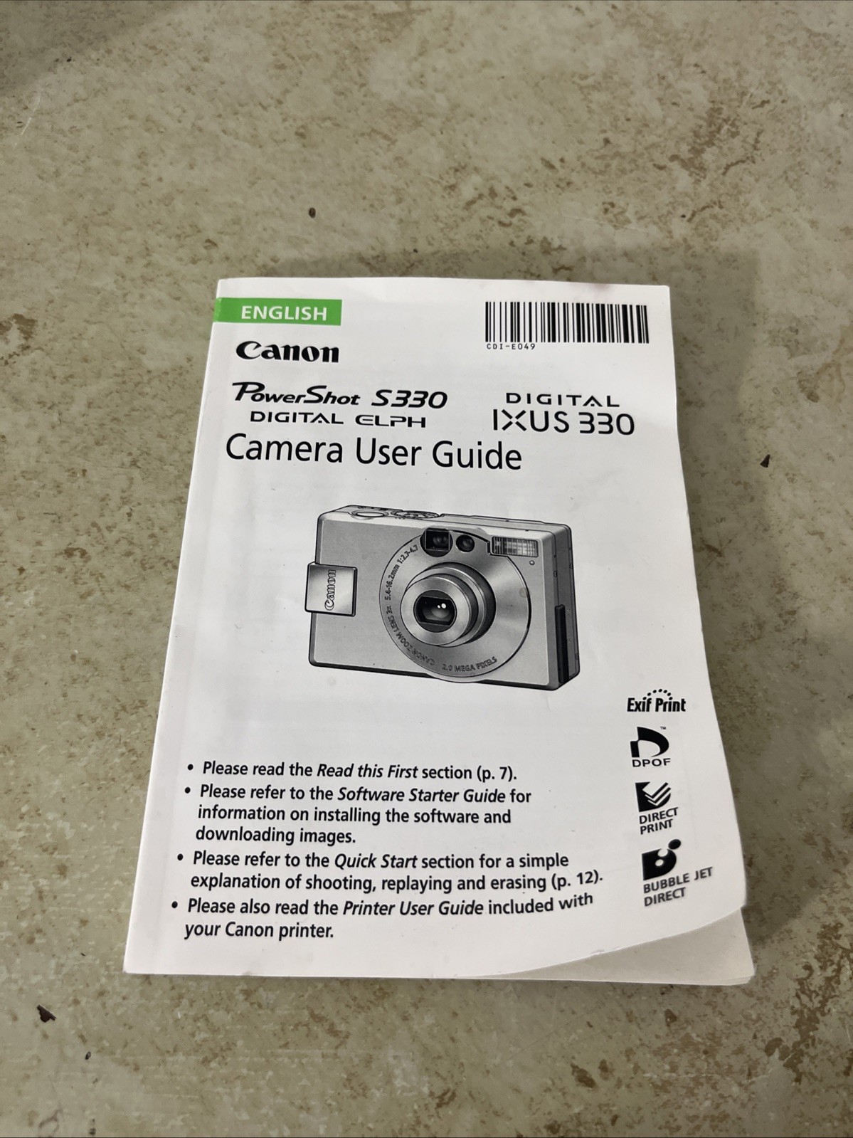 Canon Powershot S330 Digital Elph Camera Instruction User Guide