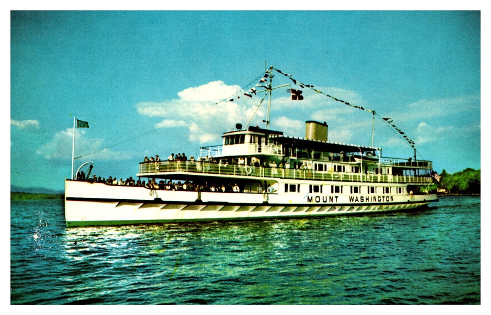 Lake Winnipesaukee NH Mount Washington The "Mount" Motor Vessel Chrome Postcard