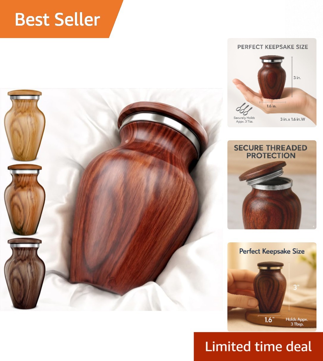 Stylish Memorial Container for Ashes - Handcrafted Mini Urn with Funnel