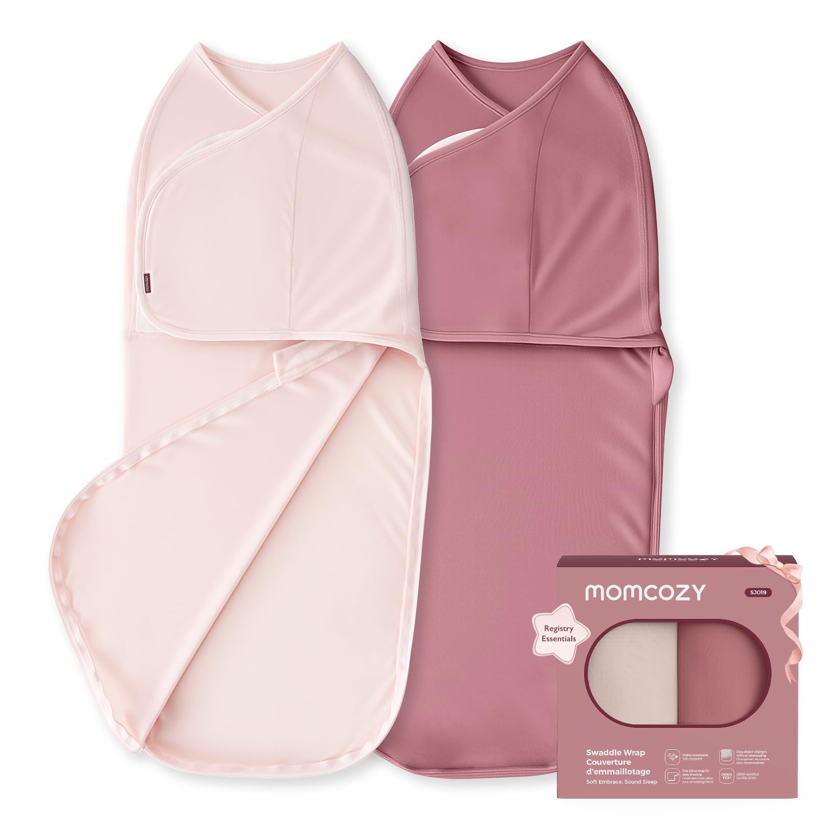 Momcozy Swaddles for Newborns, Quiet Fastener One Size (0-3 Months), Bloom 