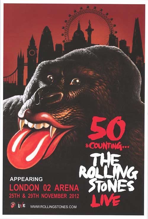 The Rolling Stones 50 & Counting London O2 Arena 2012 Concert 12x8in Metal Sign