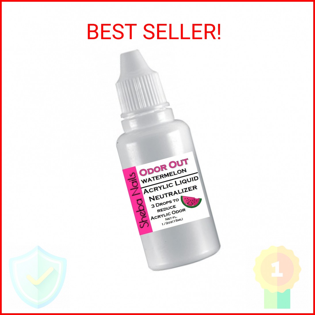 SHEBA NAILS Odor Out Acrylic Liquid Neutralizer 1/2oz Watermelon Scent- Minimize