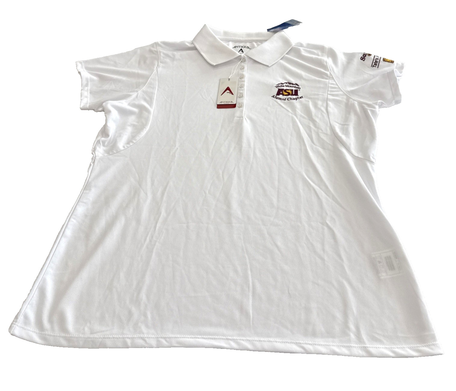 ASU ALUMNI ANTIGUA GOLF TENNIS POLO SHORT SLEEVE SHIRT WOMENS SIZE  L WHITE  NWT