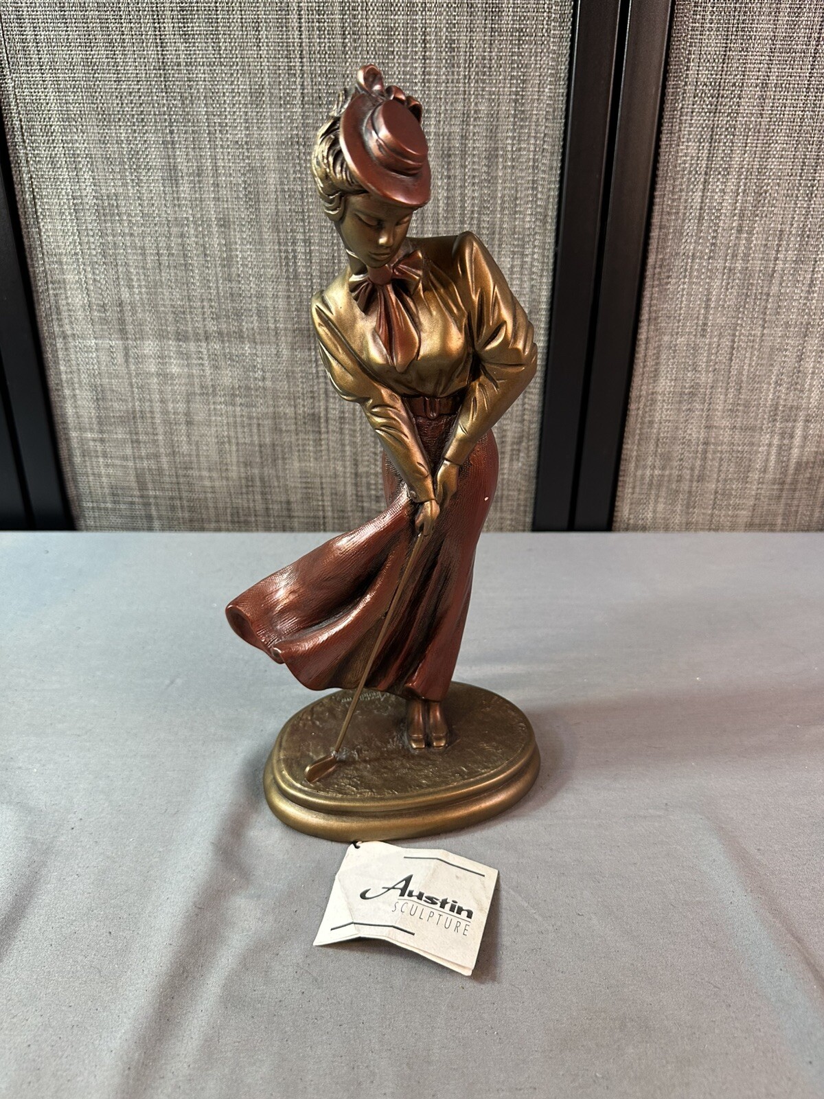 Vintage Bronze Austin Sculpture Lady Golfer “St. Andrews Breeze” Statue 14”H