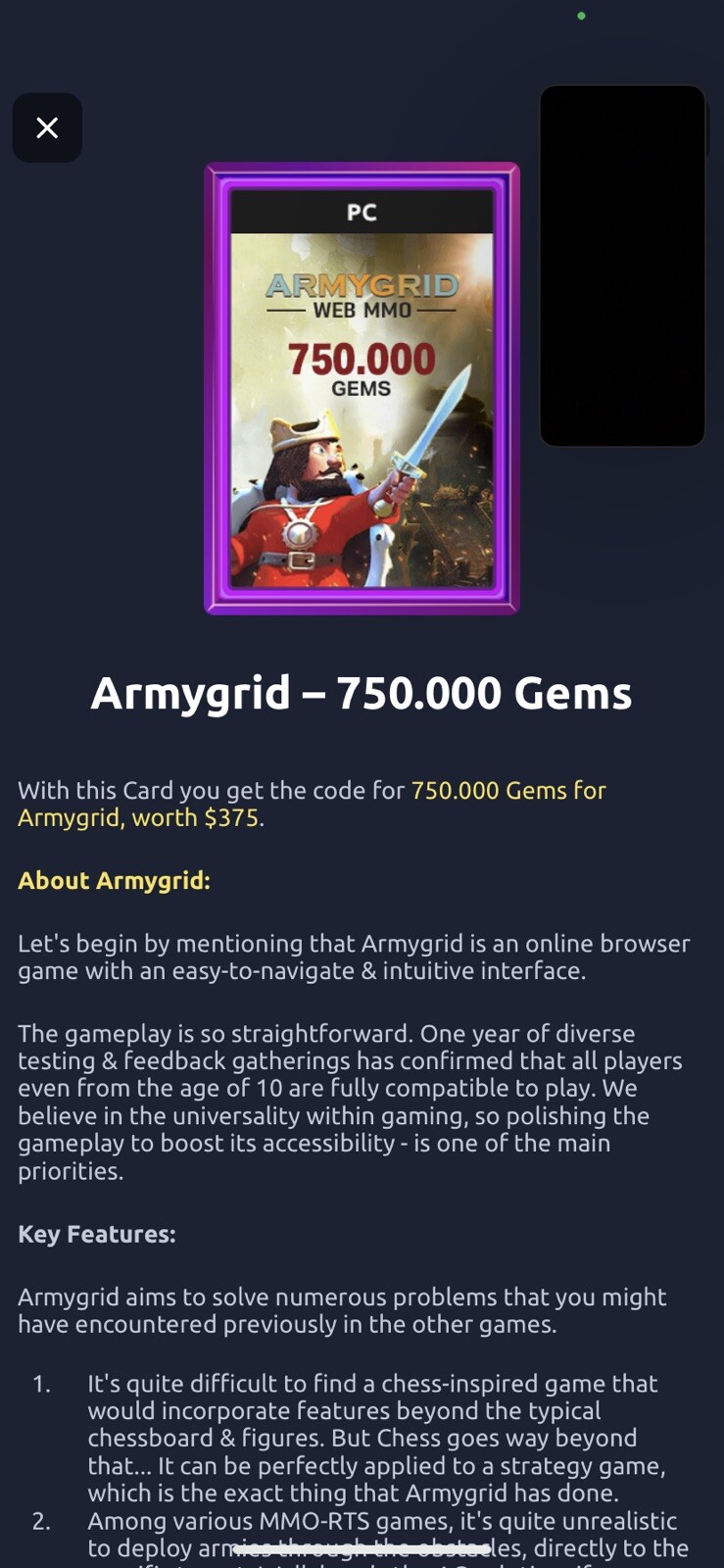 ArmyGrid WEB MMO 750,000 Gems Code (!READ DESCRIPTION!)