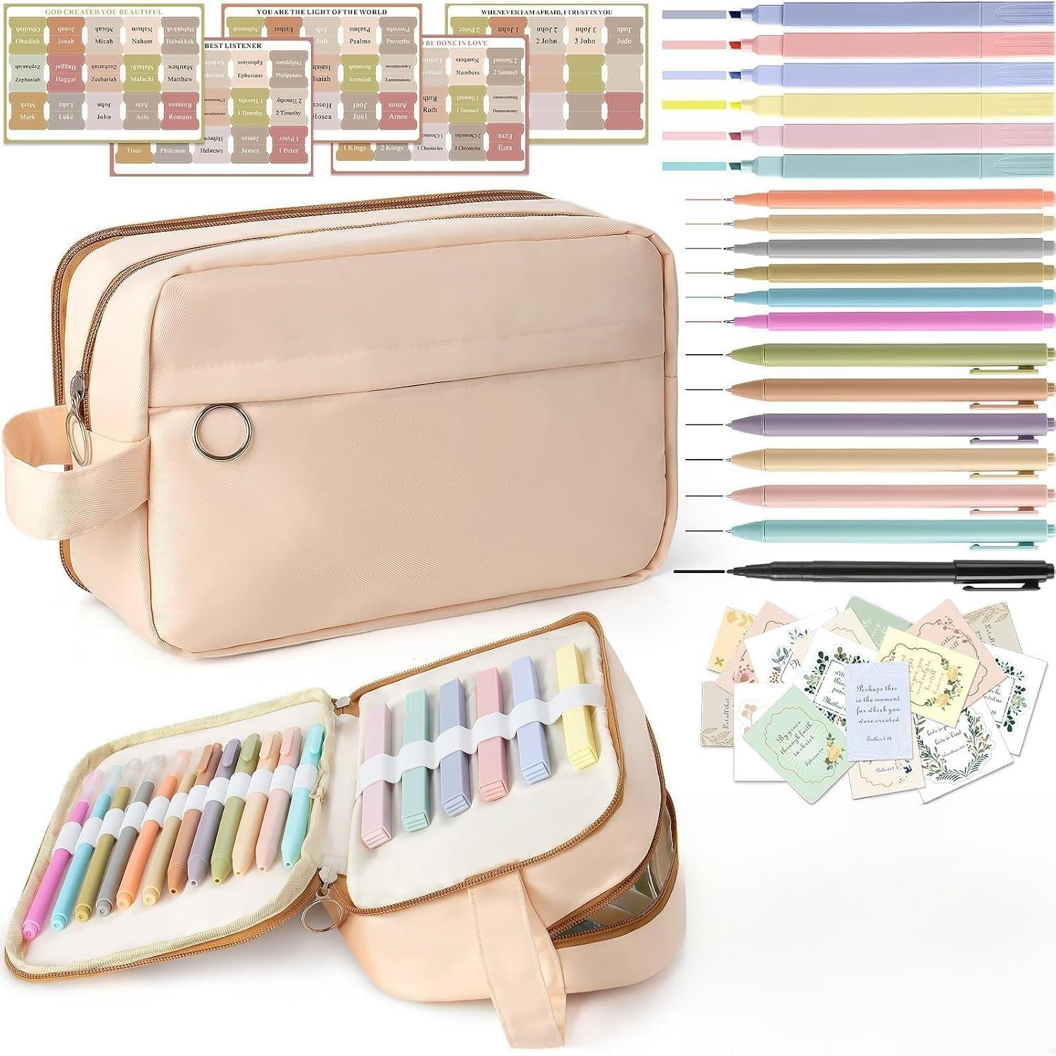 Bible Journaling Kit with Highlighters, Pens, and Accessories for Study Groups