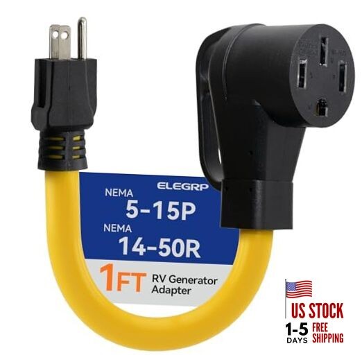  15 Amp to 50 Amp RV Adapter Cord, NEMA 5-15P to 14-50R Dogbone Electrical 