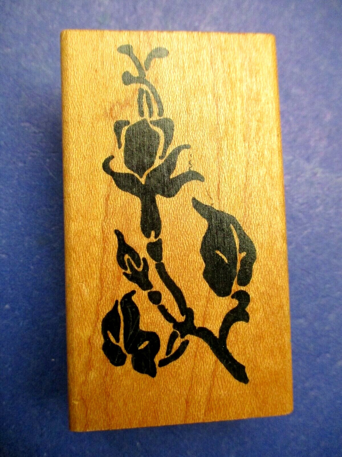 STAMP OF EXCELLENCE FUCHSIA FLOWERS RUBBER STAMP WOOD MTD 